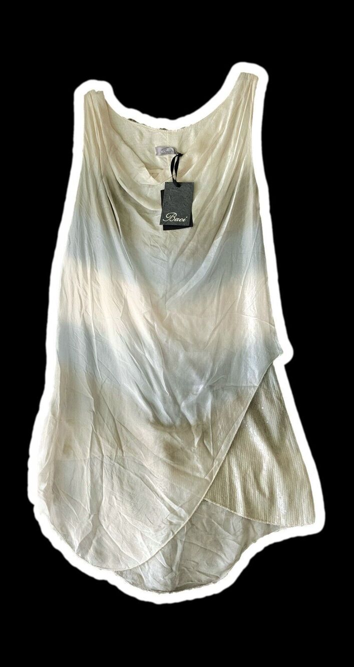 Baci Womens Silk shell Dress Size M/L Sheer Viscose Lined Sleeveless